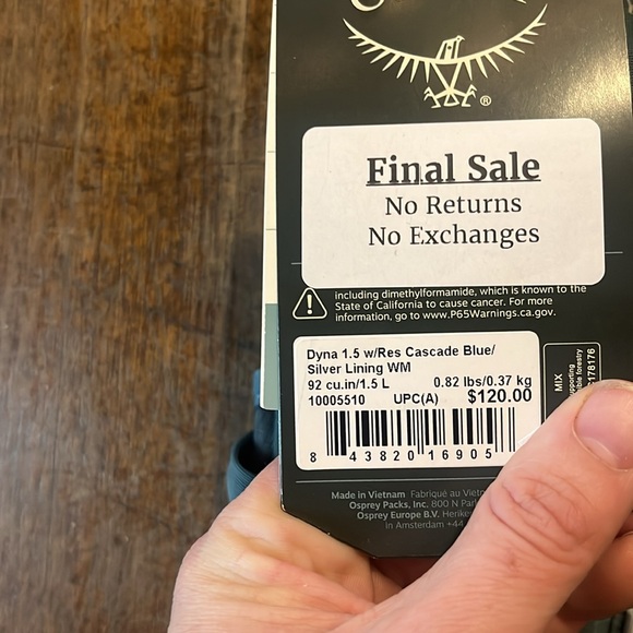 Last Chance! Osprey Dyna 1.5 with reservoir cascade blue Womens small only - Picture 6 of 9